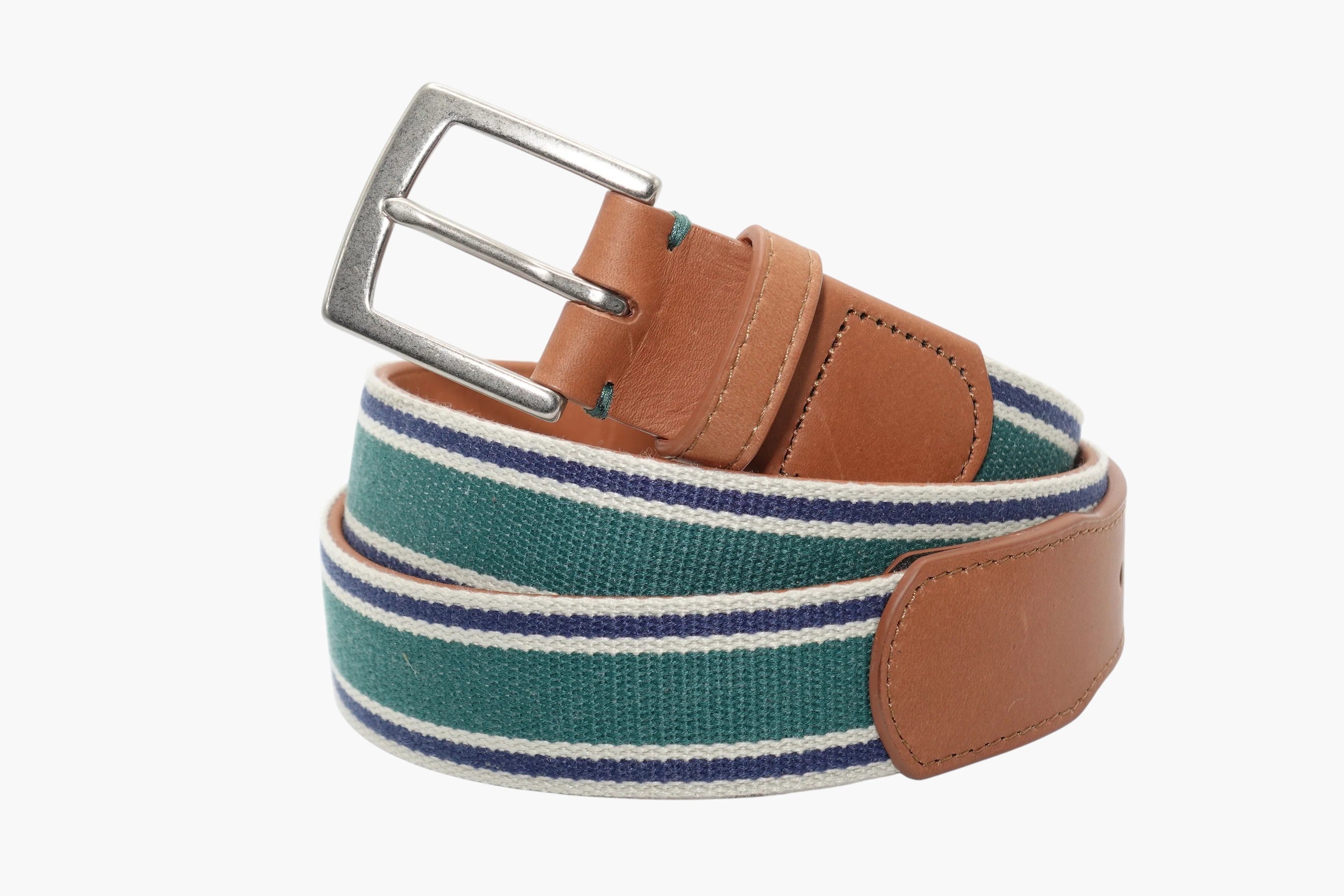 Kennebunkport Woven Belt - Stone/Hunt Green/Navy