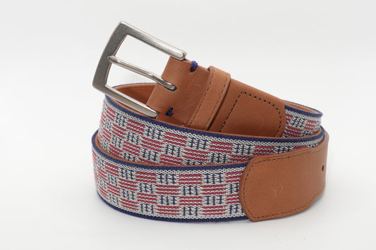 Jackson Hole Woven Belt - Stone/Harbor Red/Navy