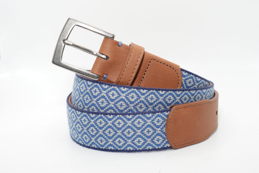 Carmel-by-the-Sea Woven Belt - Stone/Admiral Blue/Navy