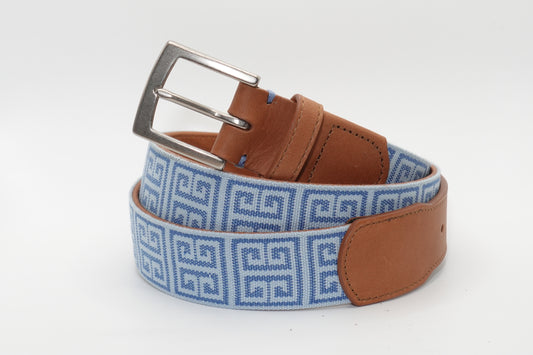 Palm Beach Woven Belt - Sky Blue/Admiral Blue