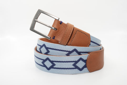 Montecito Woven Belt - Sky Blue/Navy