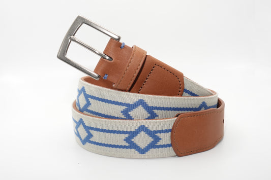 Montecito Woven Belt - Stone/Admiral Blue
