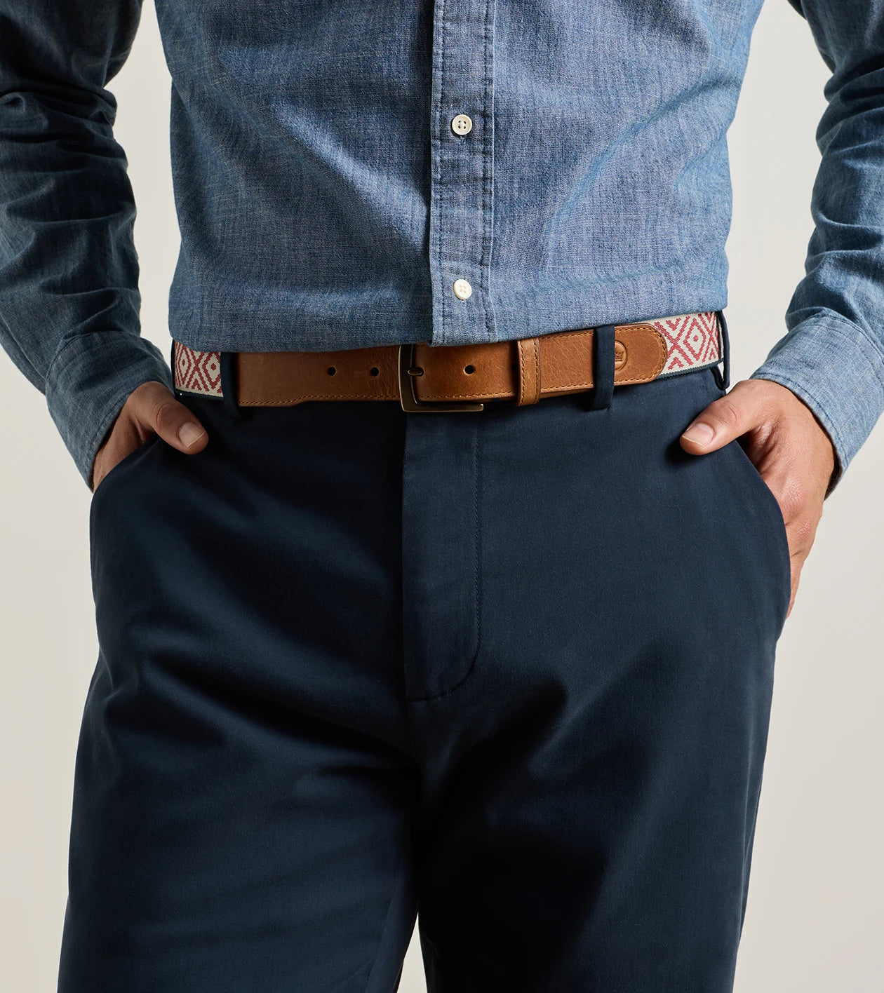 Peter Millar X Mobjak Woven Belt - Chili Red / Stone