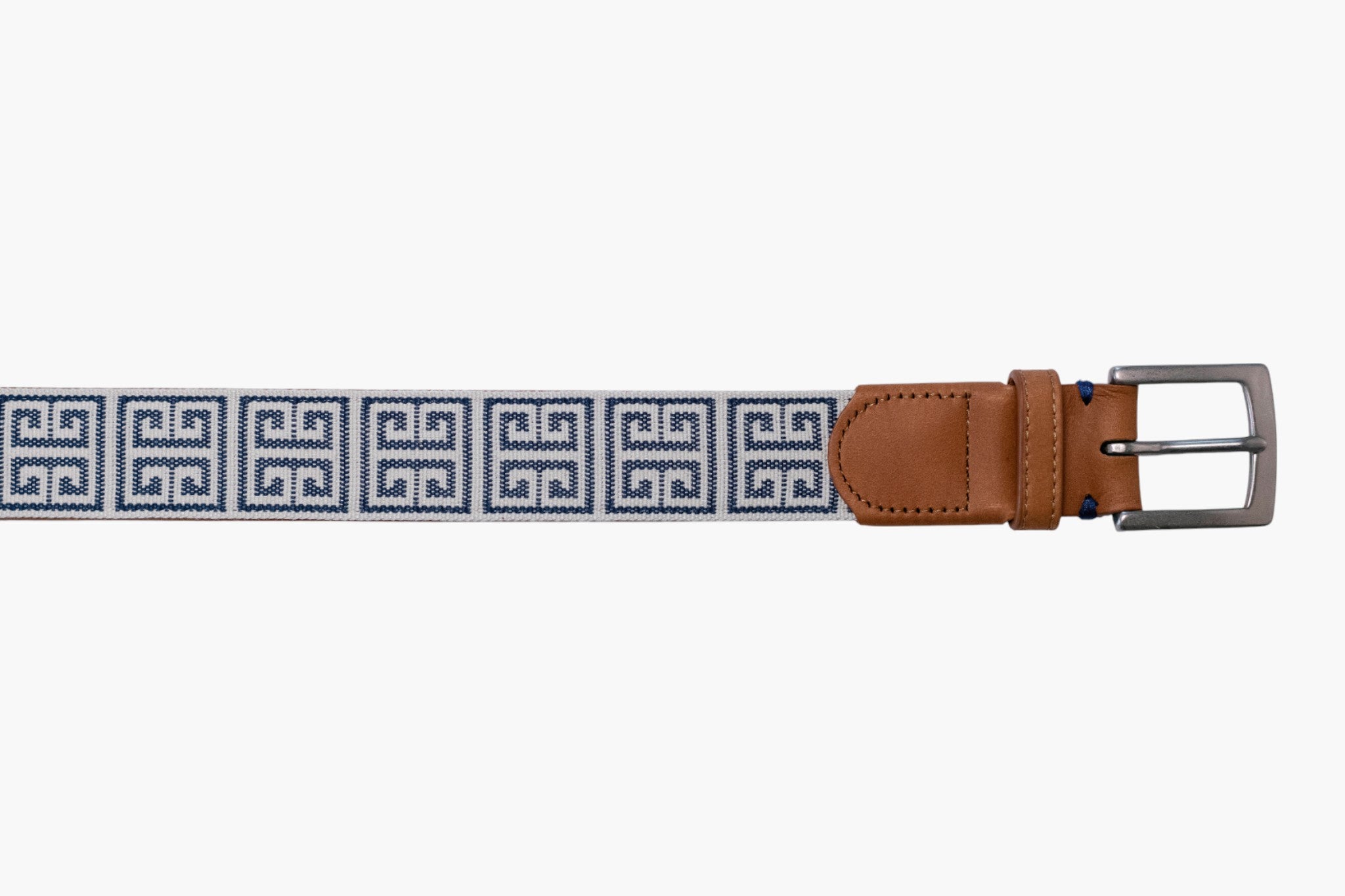 Palm Beach Woven Belt - Stone/Navy