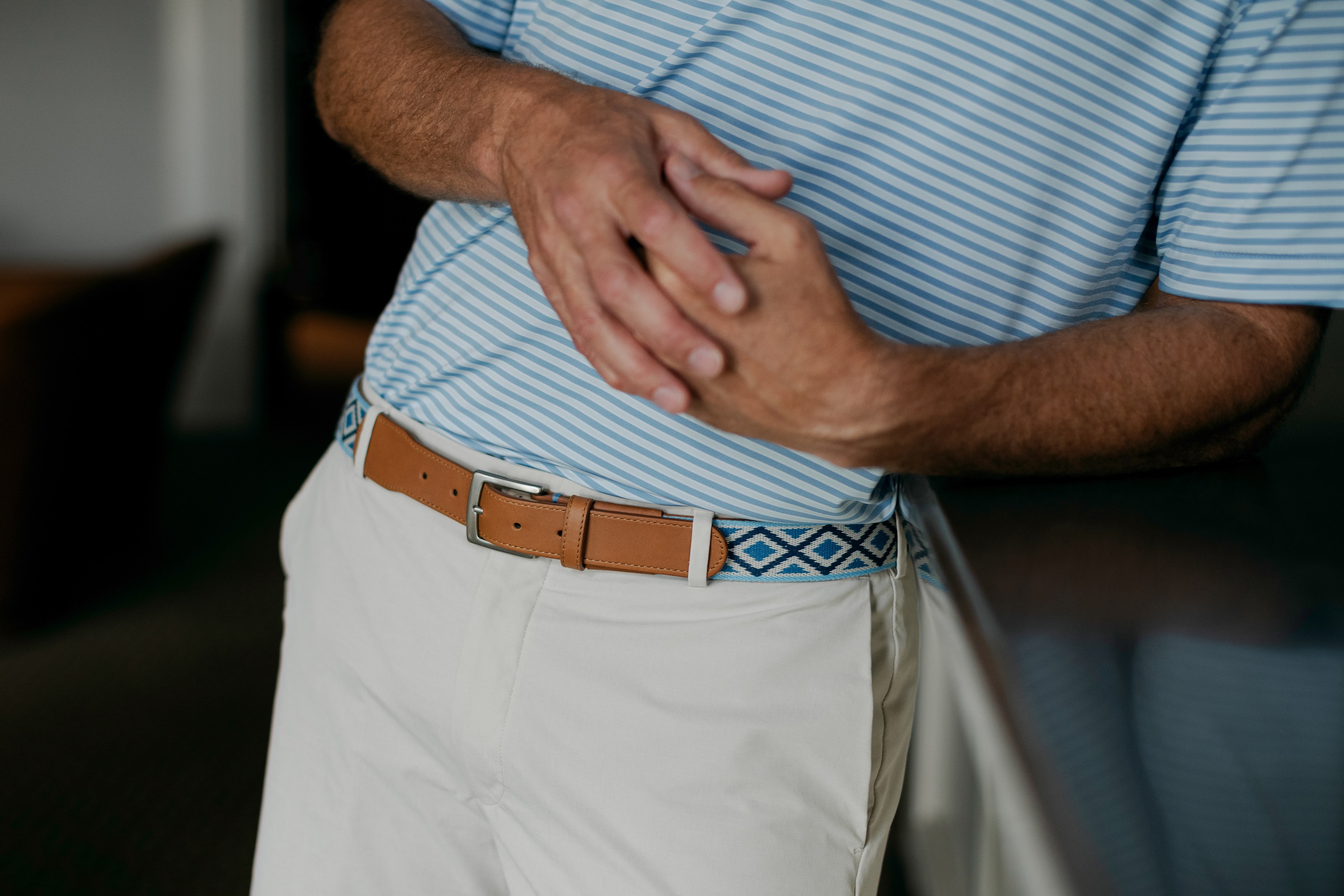 Cashiers Woven Belt - Stone/Navy/Admiral Blue/Cottage Blue
