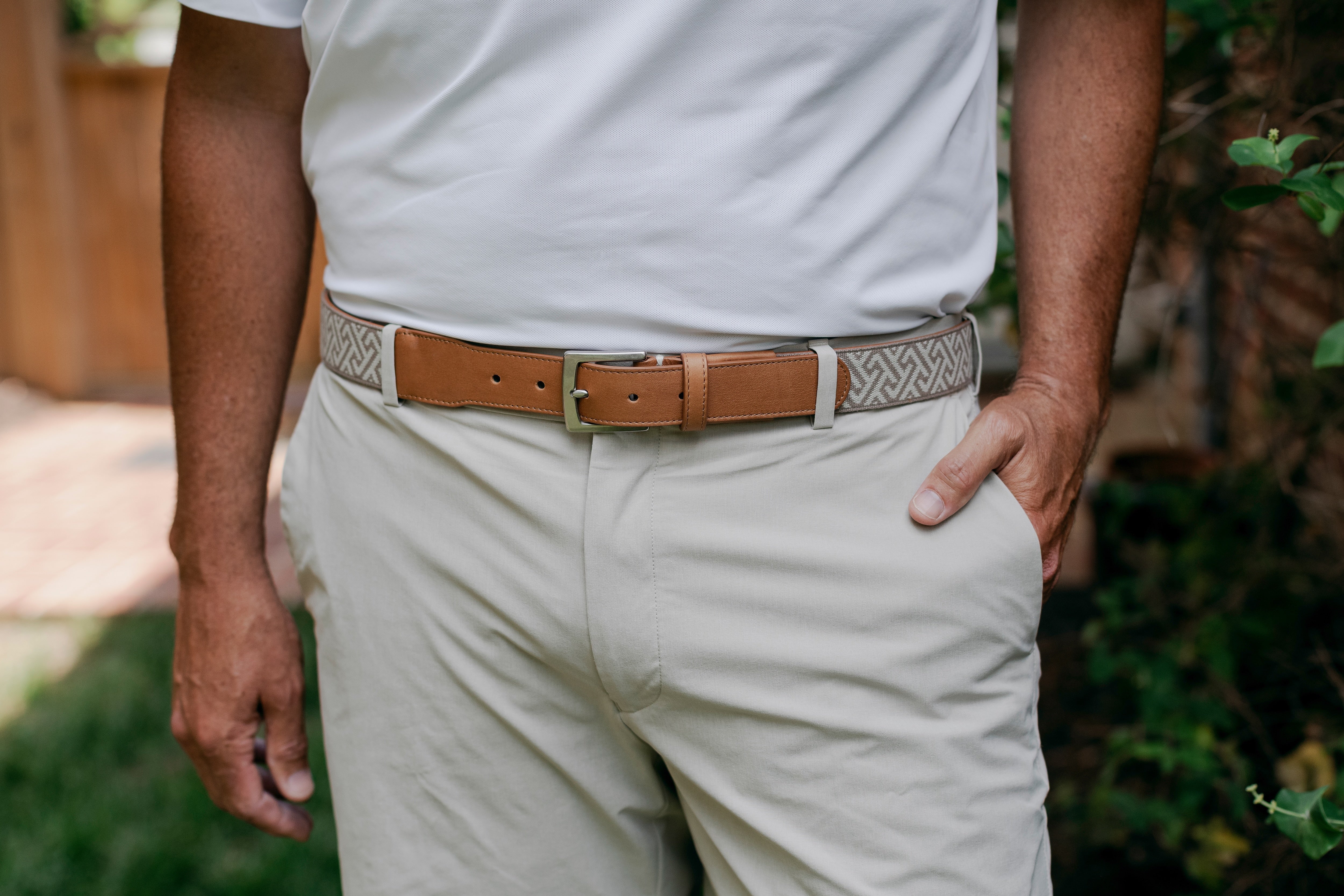 Charleston Woven Belt - Stone/British Khaki