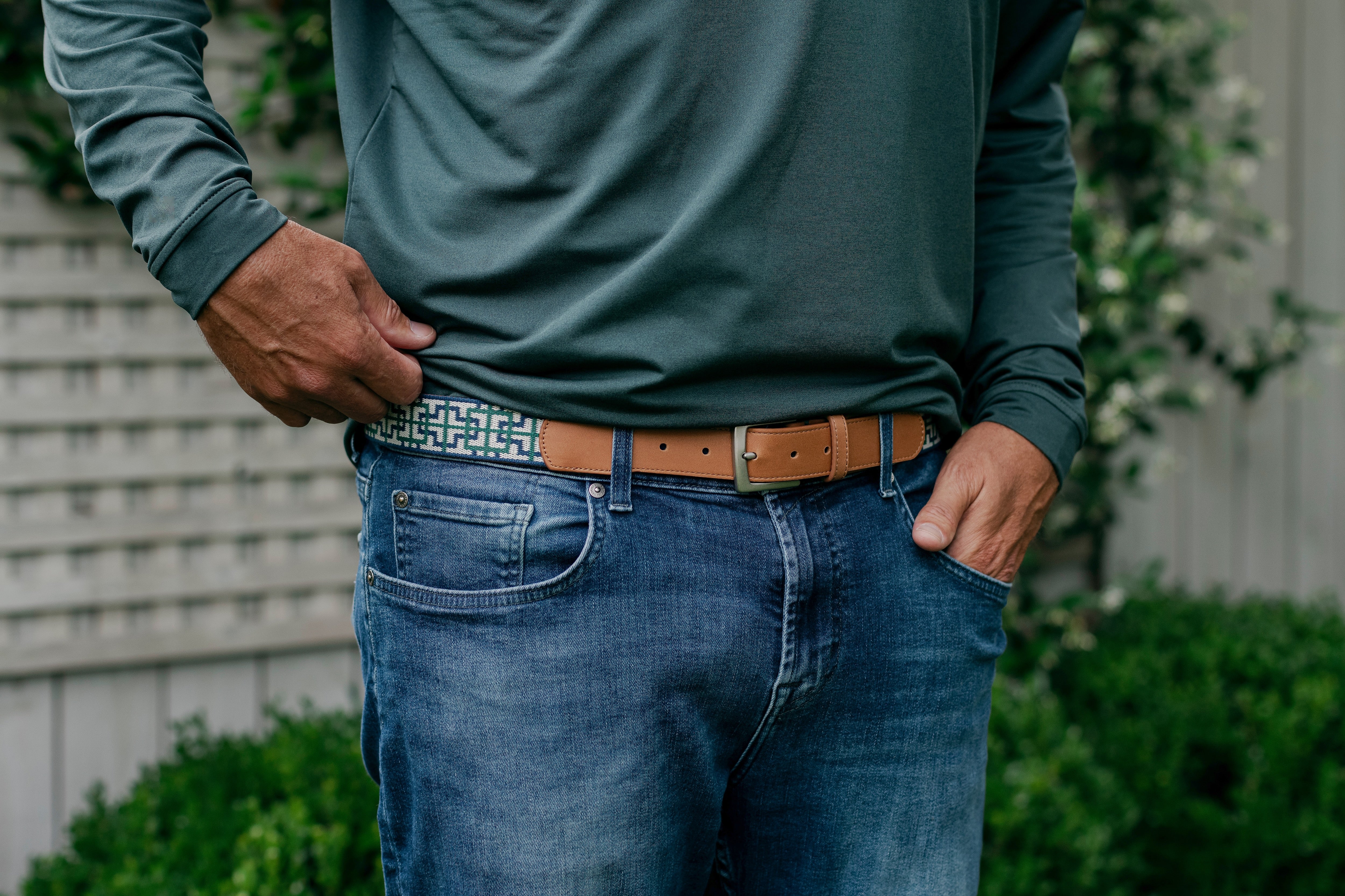 Hanalei Woven Belt - Stone/Navy/Hunt Green