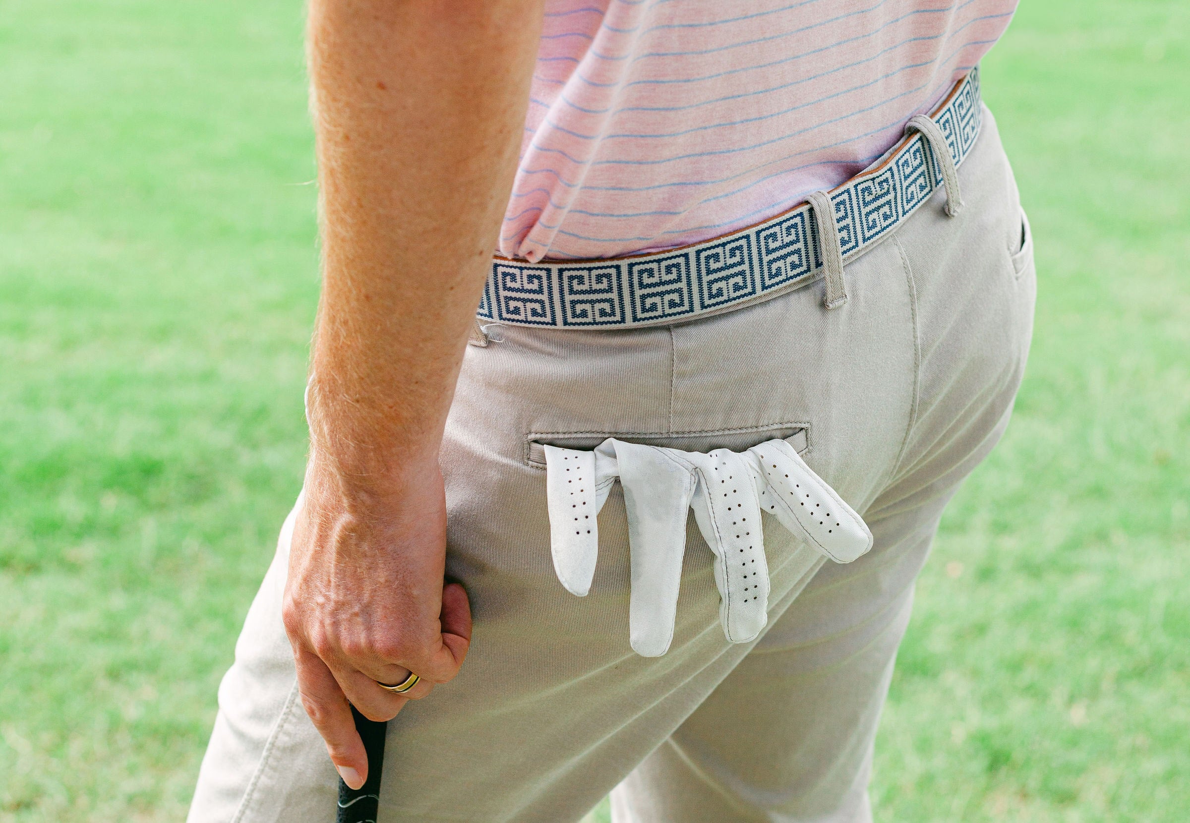 Palm Beach Woven Belt - Stone/Navy