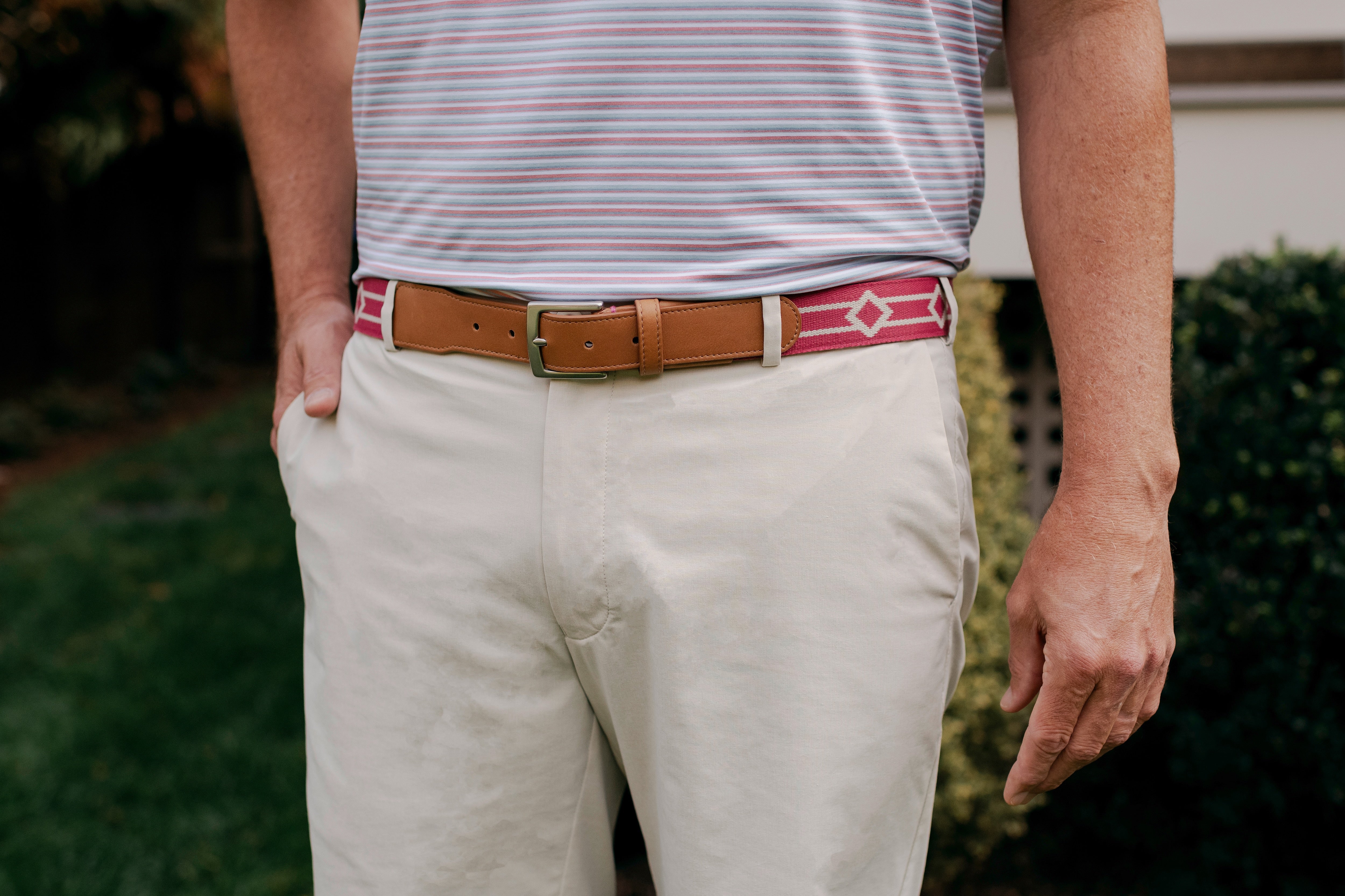 Montecito Woven Belt - Harbor Red/Stone