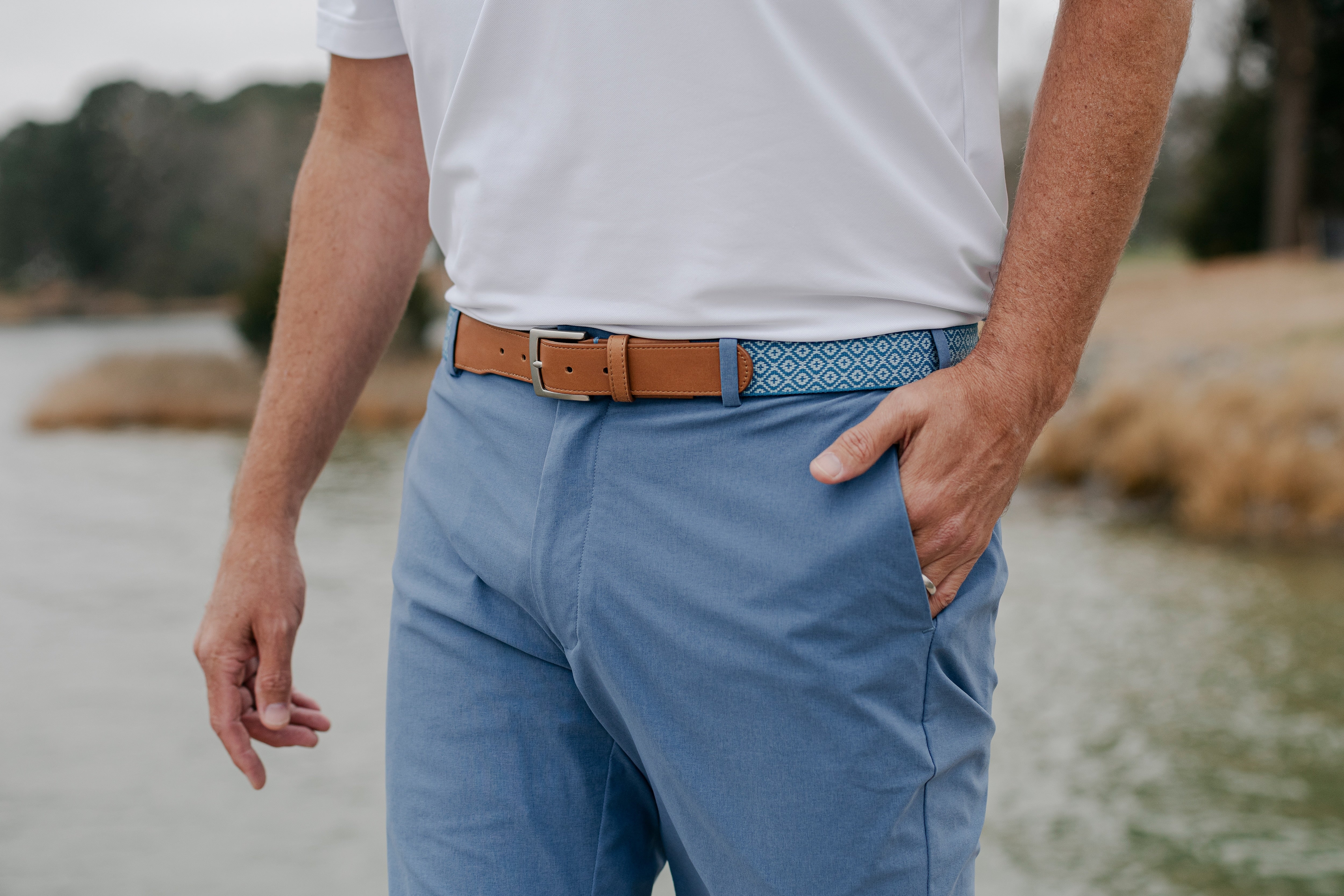 Carmel-by-the-Sea Woven Belt - Sky Blue/Admiral Blue