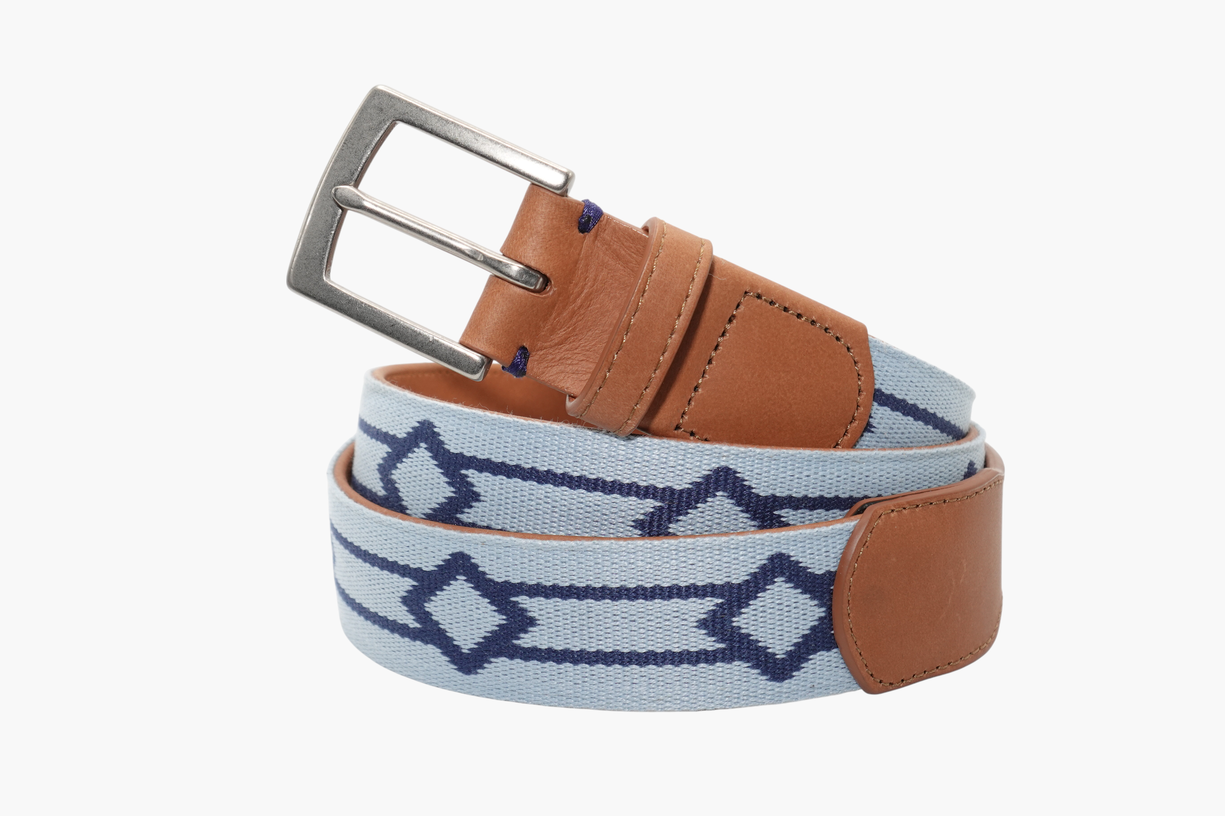 Montecito Woven Belt - Sky Blue/Navy
