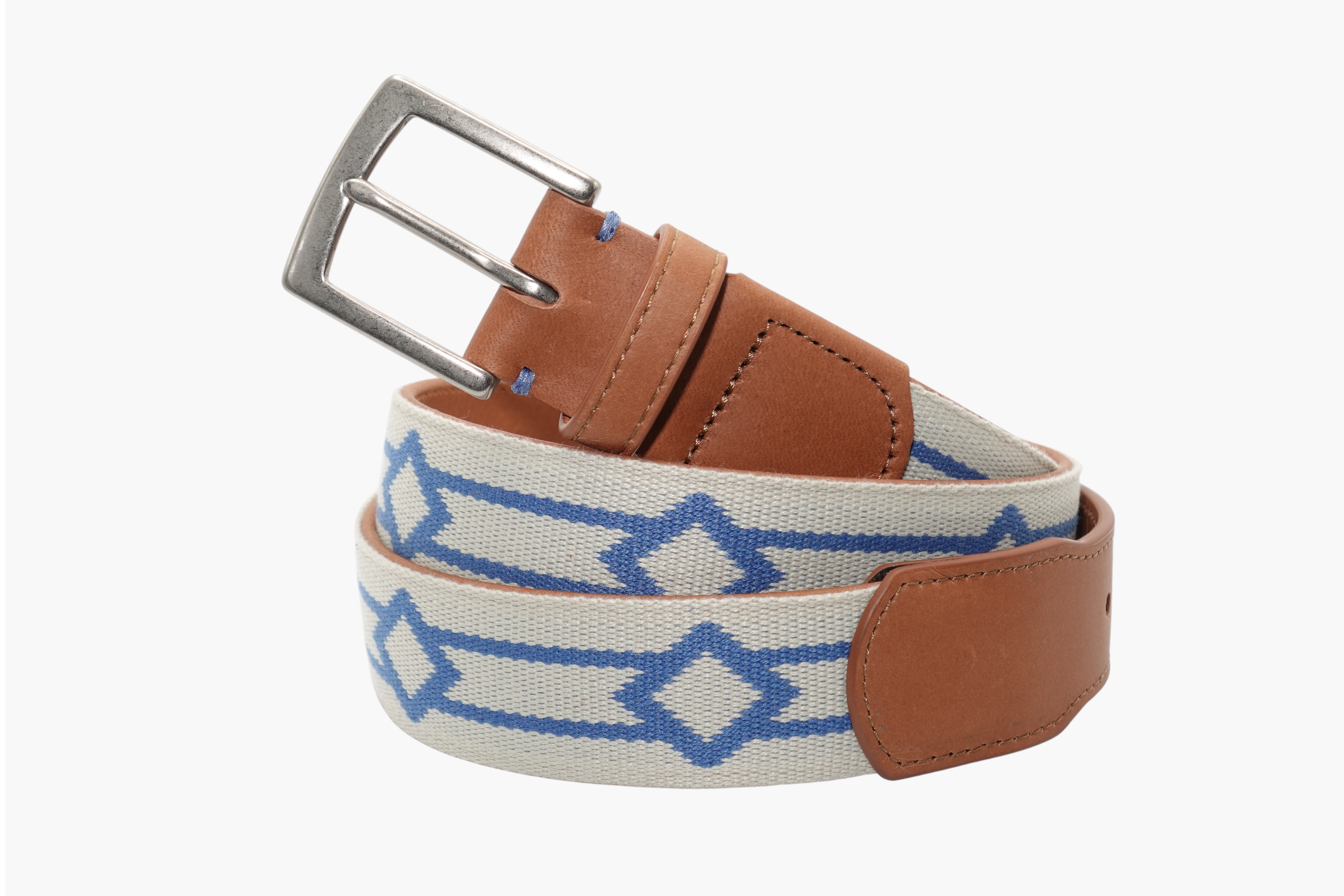 Montecito Woven Belt - Stone/Admiral Blue