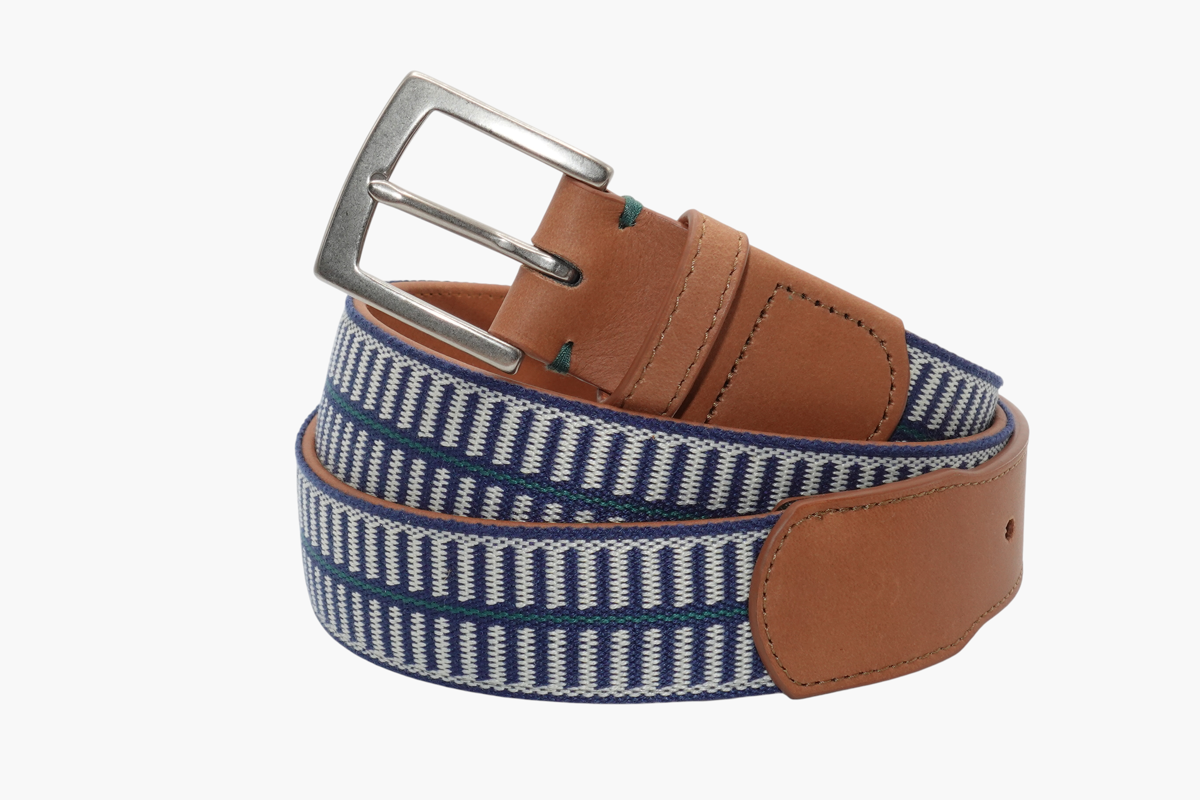 Newport Woven Belt - Stone/Navy/Hunt Green
