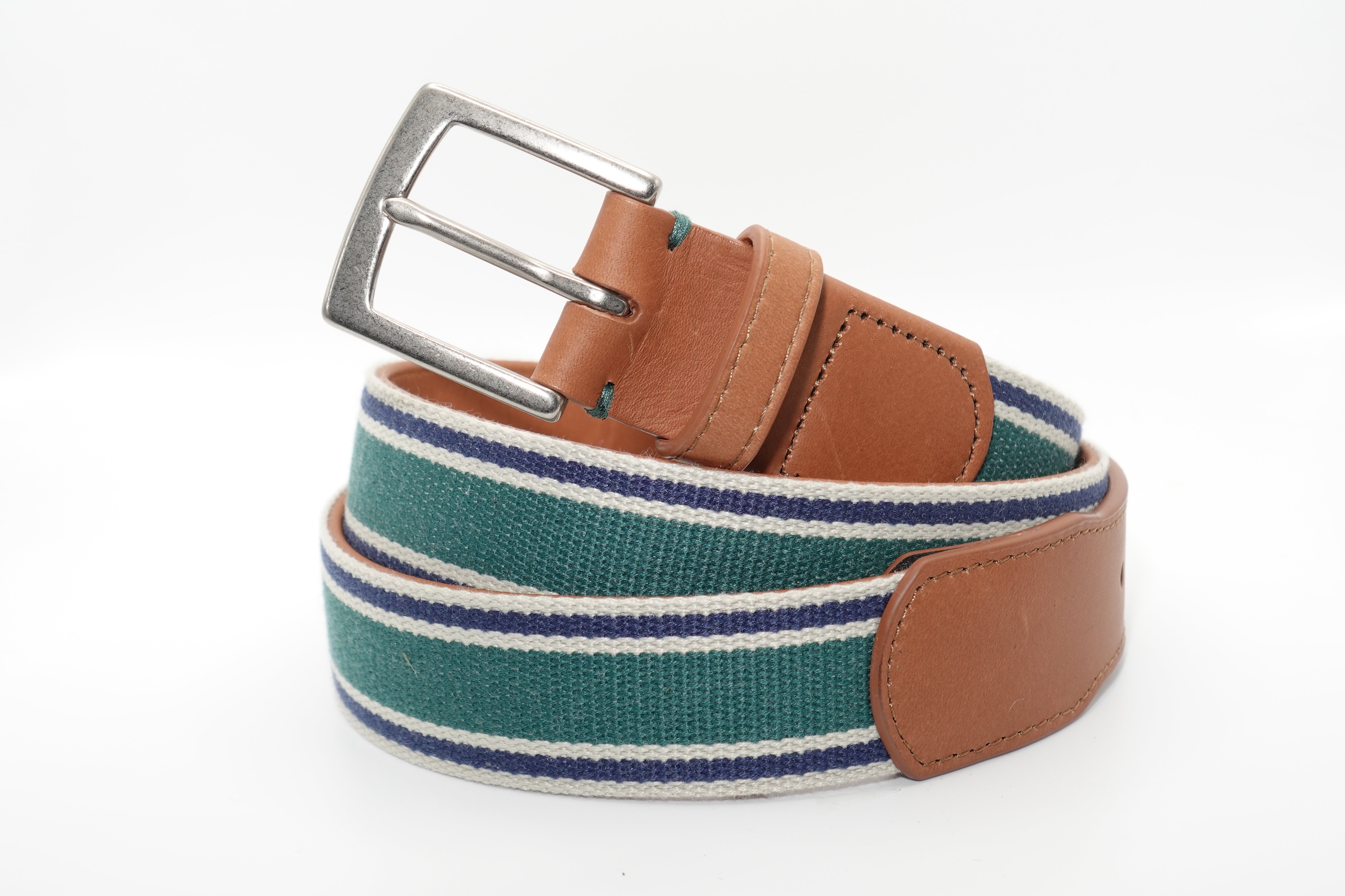 Kennebunkport Woven Belt - Stone/Hunt Green/Navy