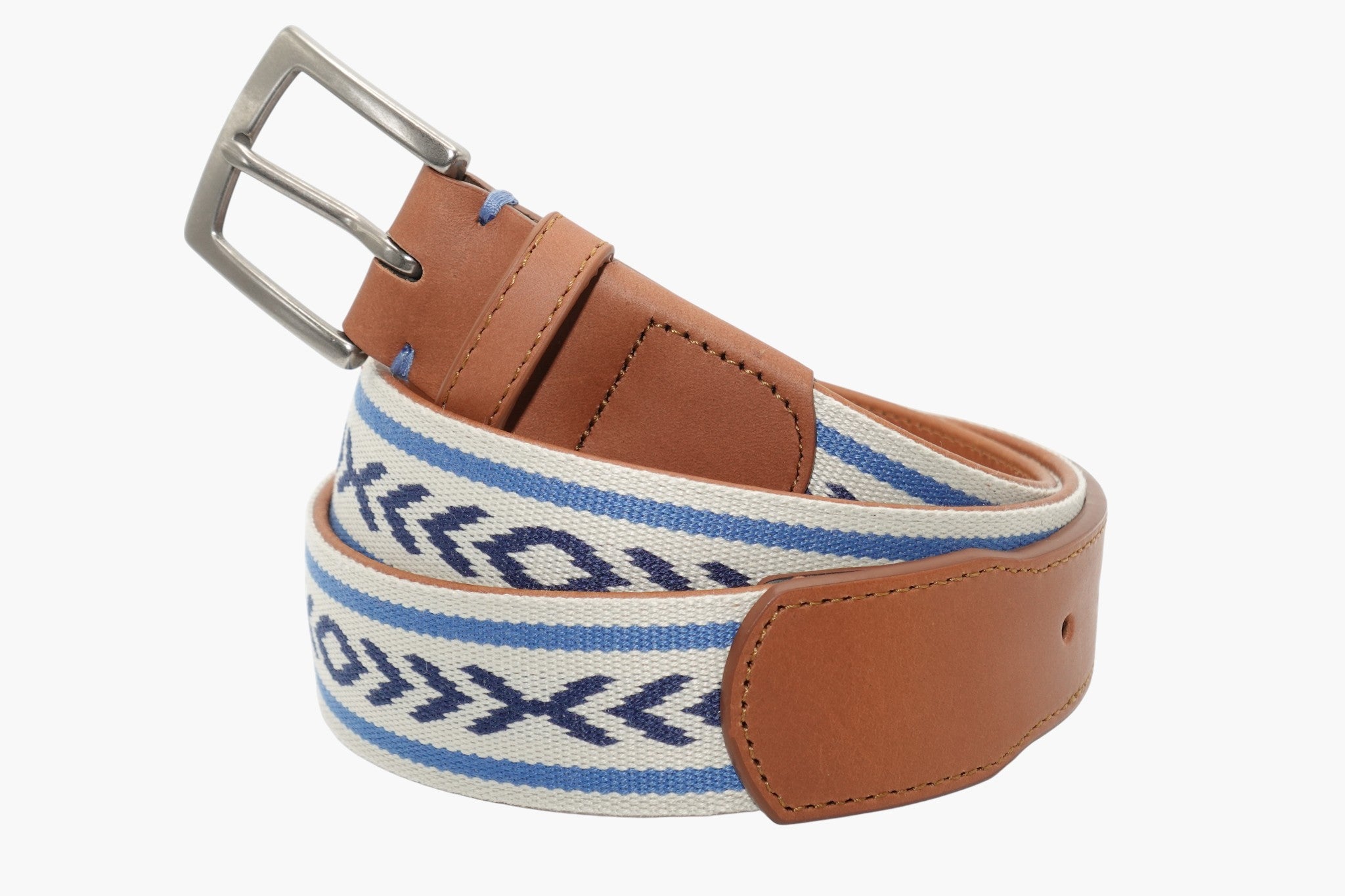 Watch Hill  Woven Belt - Stone/Navy/Admiral Blue