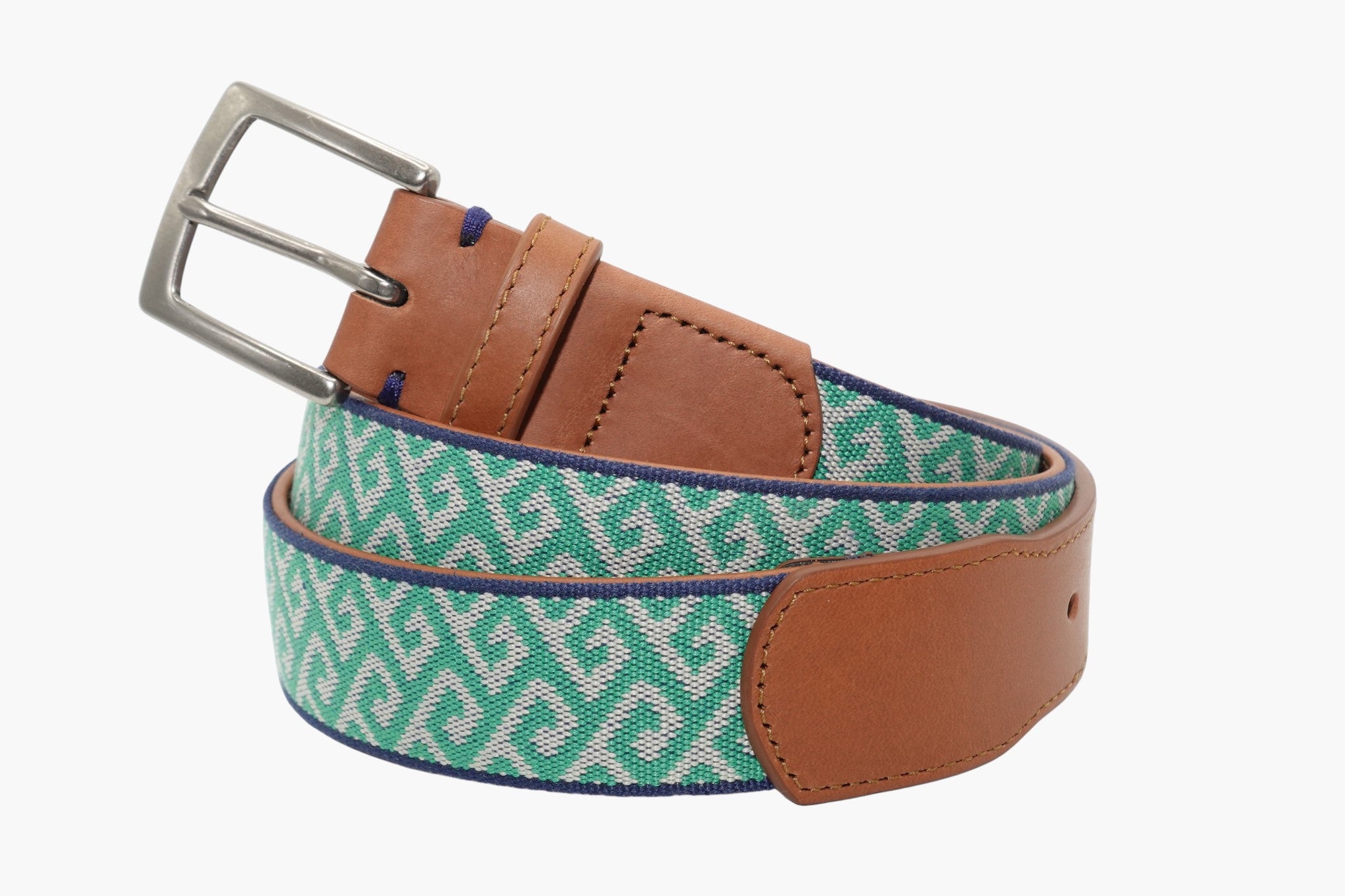 Gasparilla Woven Belt - Stone/Fairway Green/Navy