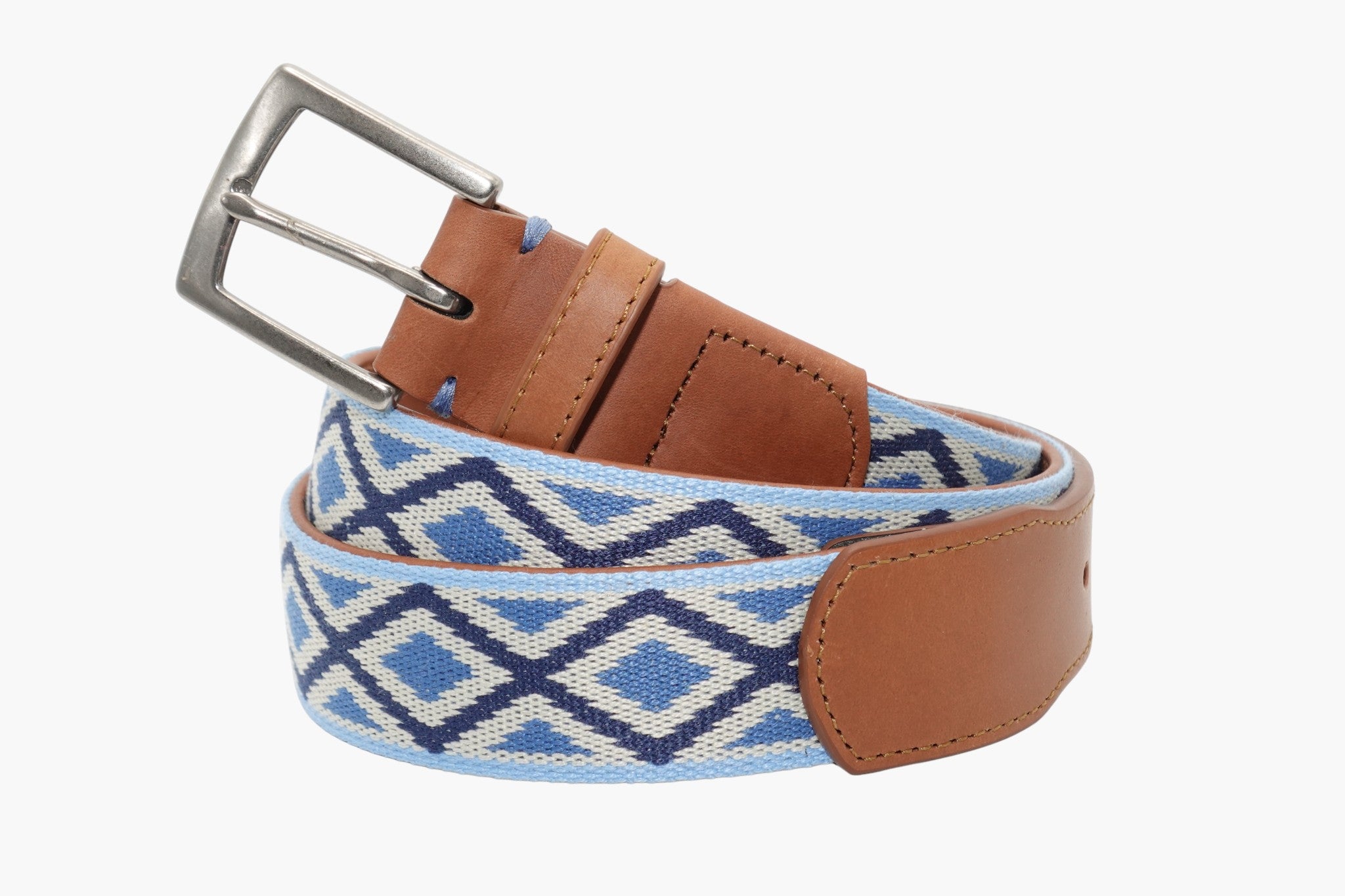 Cashiers Woven Belt - Stone/Navy/Admiral Blue/Cottage Blue