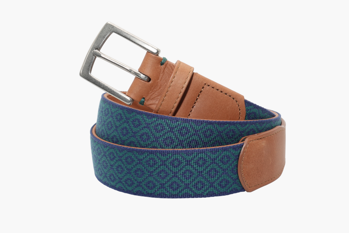 Carmel-by-the-Sea Woven Belt - Navy/Hunt Green display picture 2