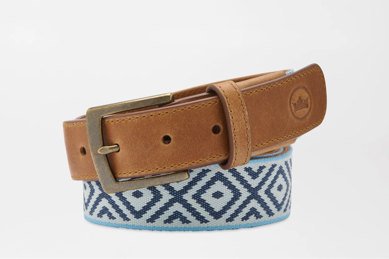 Peter Millar X Mobjak Woven Belt - Cottage Blue / Almond