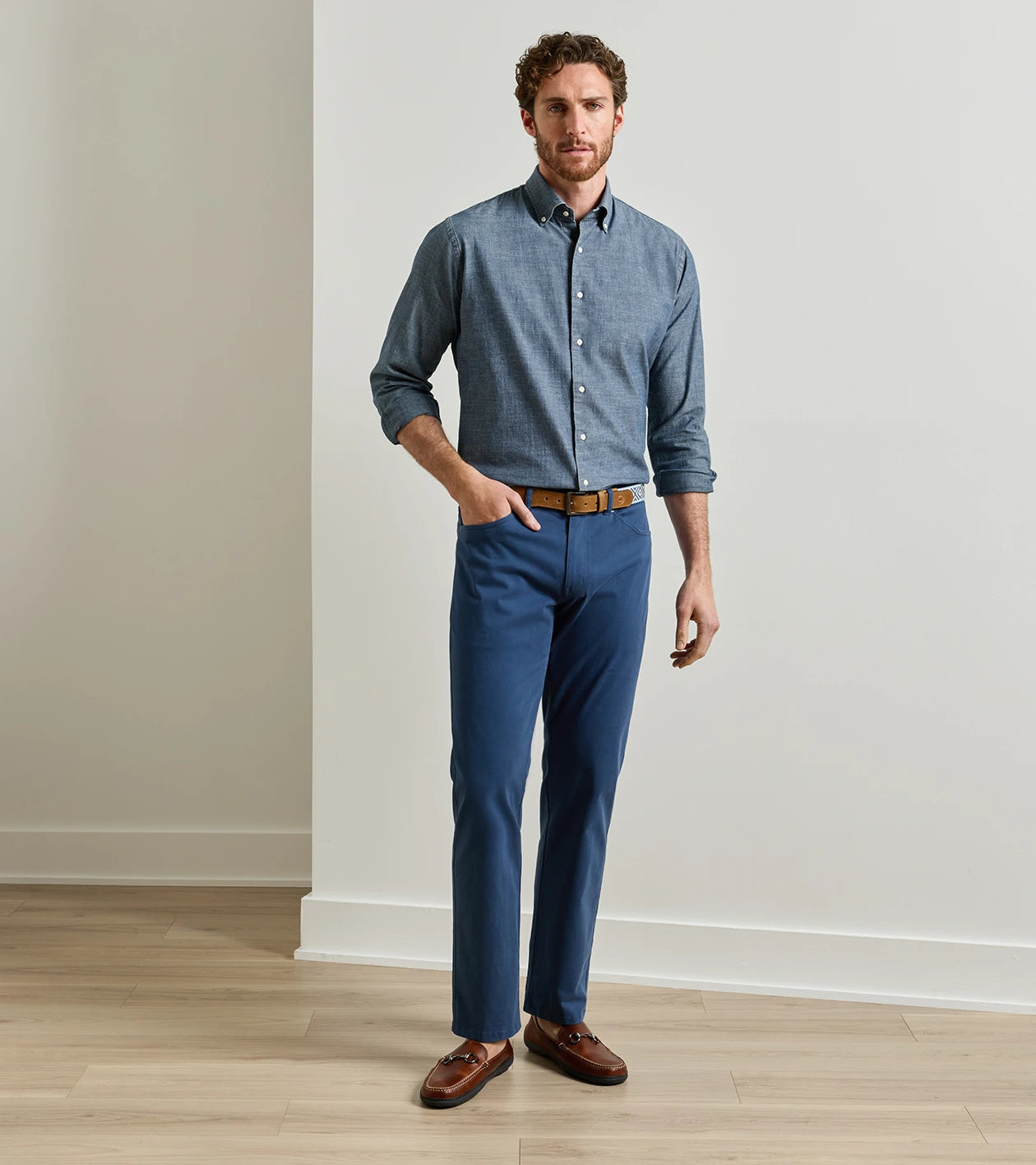 Peter Millar X Mobjak Woven Belt - Cottage Blue / Almond