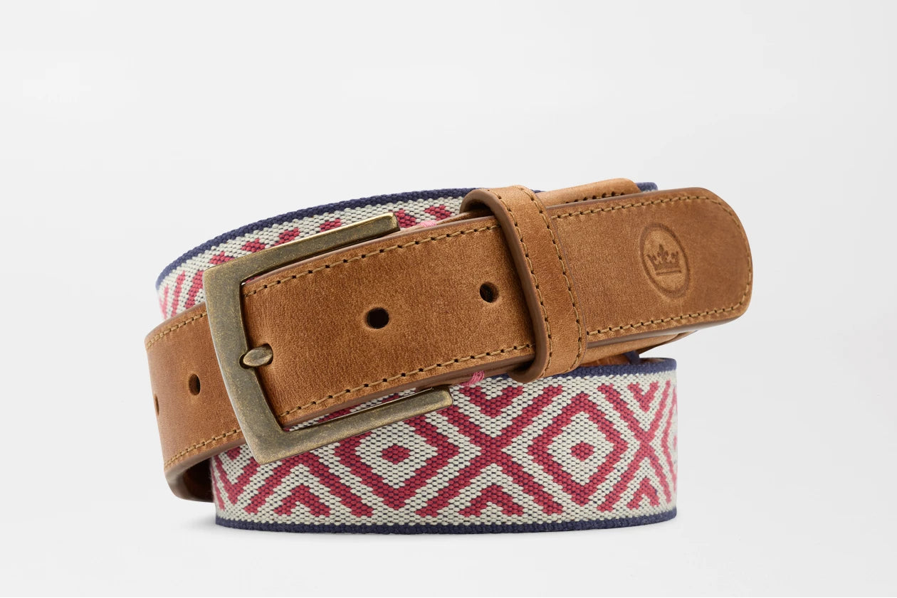 Peter Millar X Mobjak Woven Belt - Chili Red / Stone