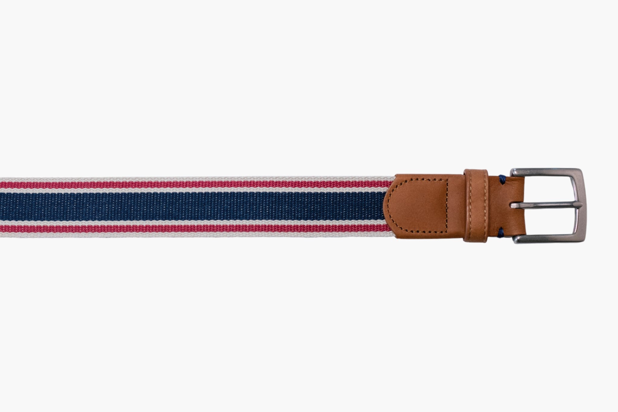 Kennebunkport Woven Belt - Stone/Navy/Harbor Red