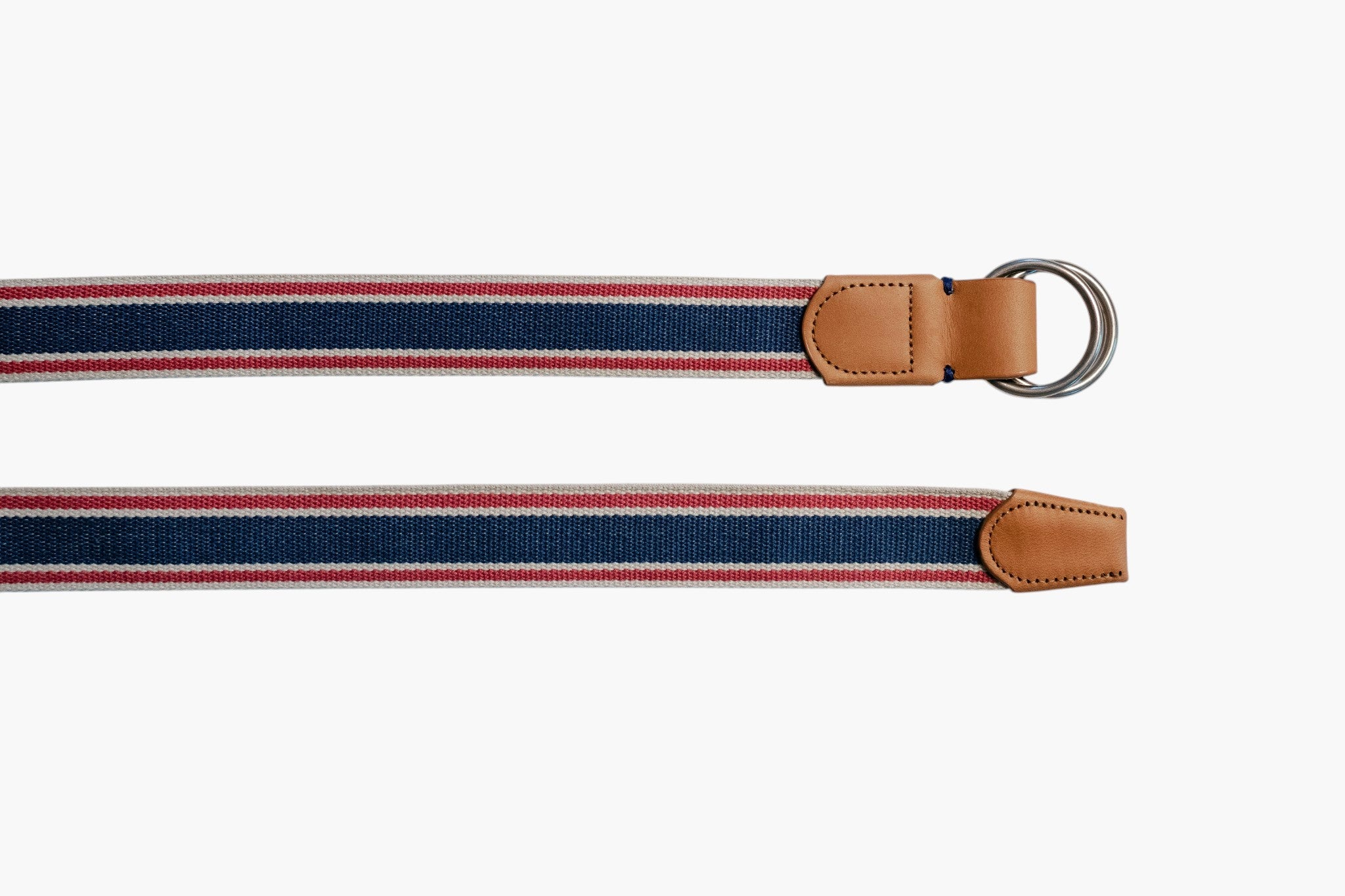 Kennebunkport O-Ring Woven Belt - Stone/Navy/Harbor Red