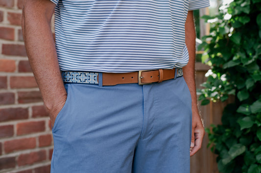 Hanalei Woven Belt - Stone/Navy/Arctic Blue