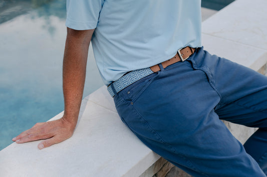 Palm Beach Woven Belt - Sky Blue/Admiral Blue