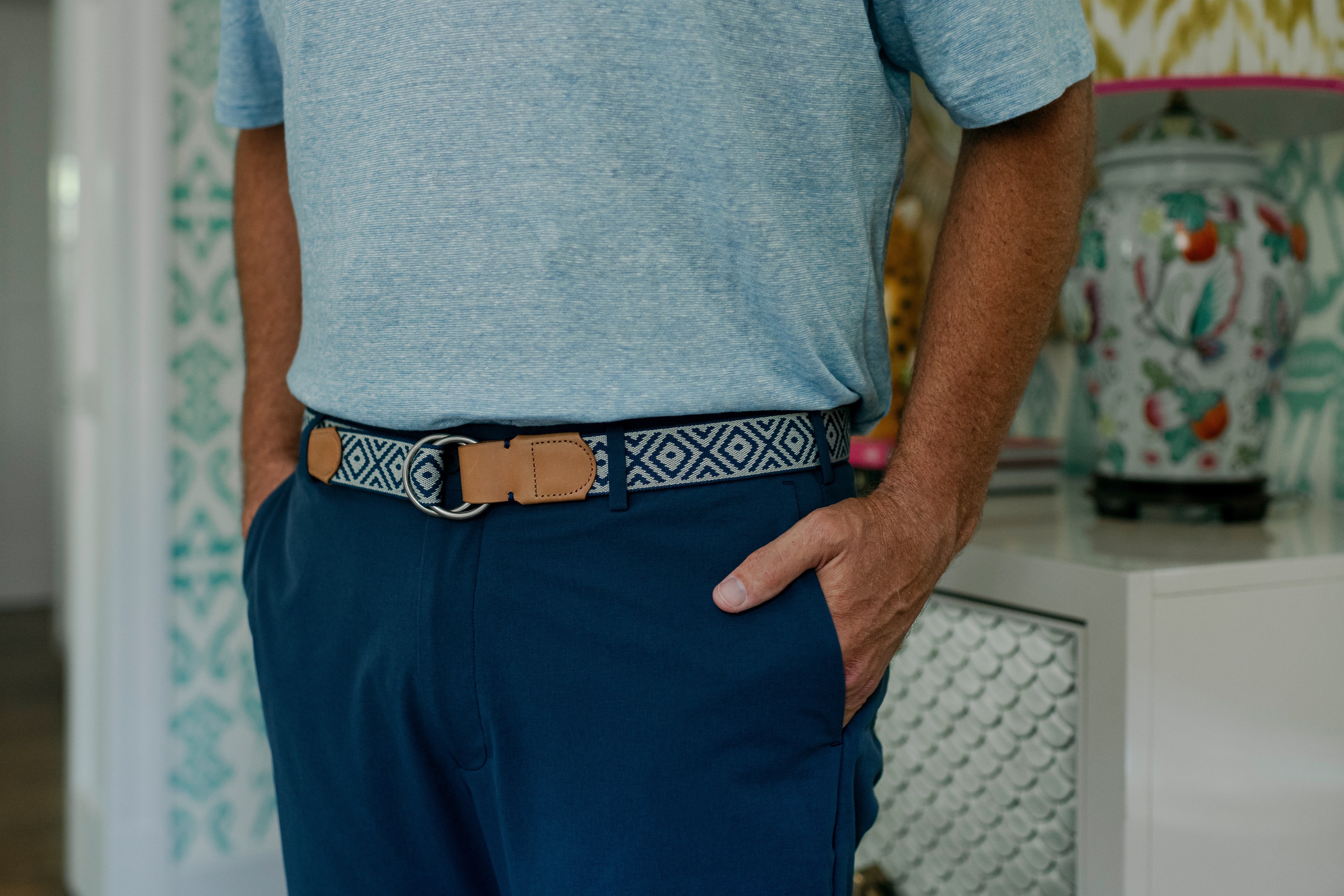 Southampton O-Ring Woven Belt - Navy