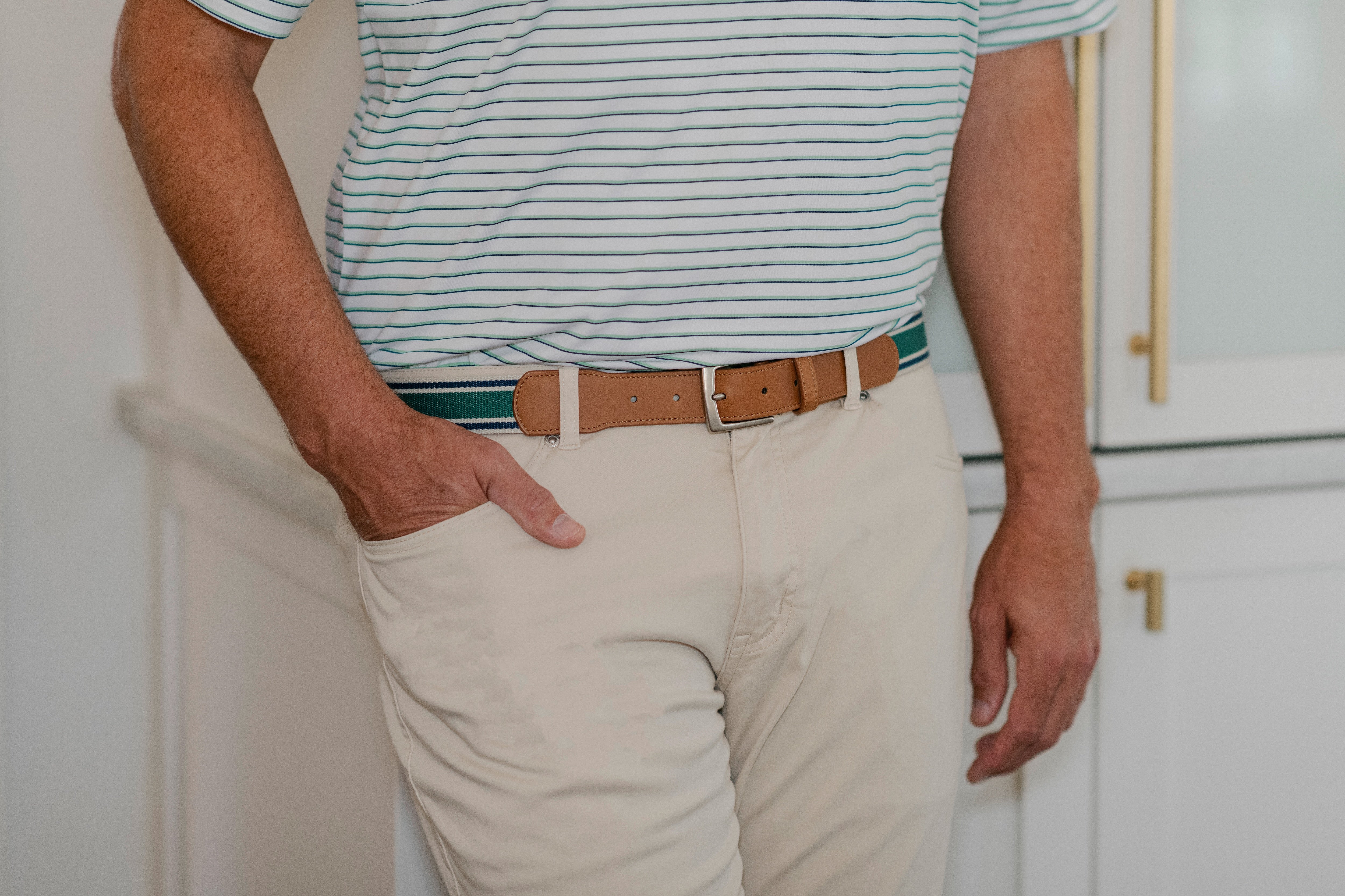 Kennebunkport Woven Belt - Stone/Hunt Green/Navy