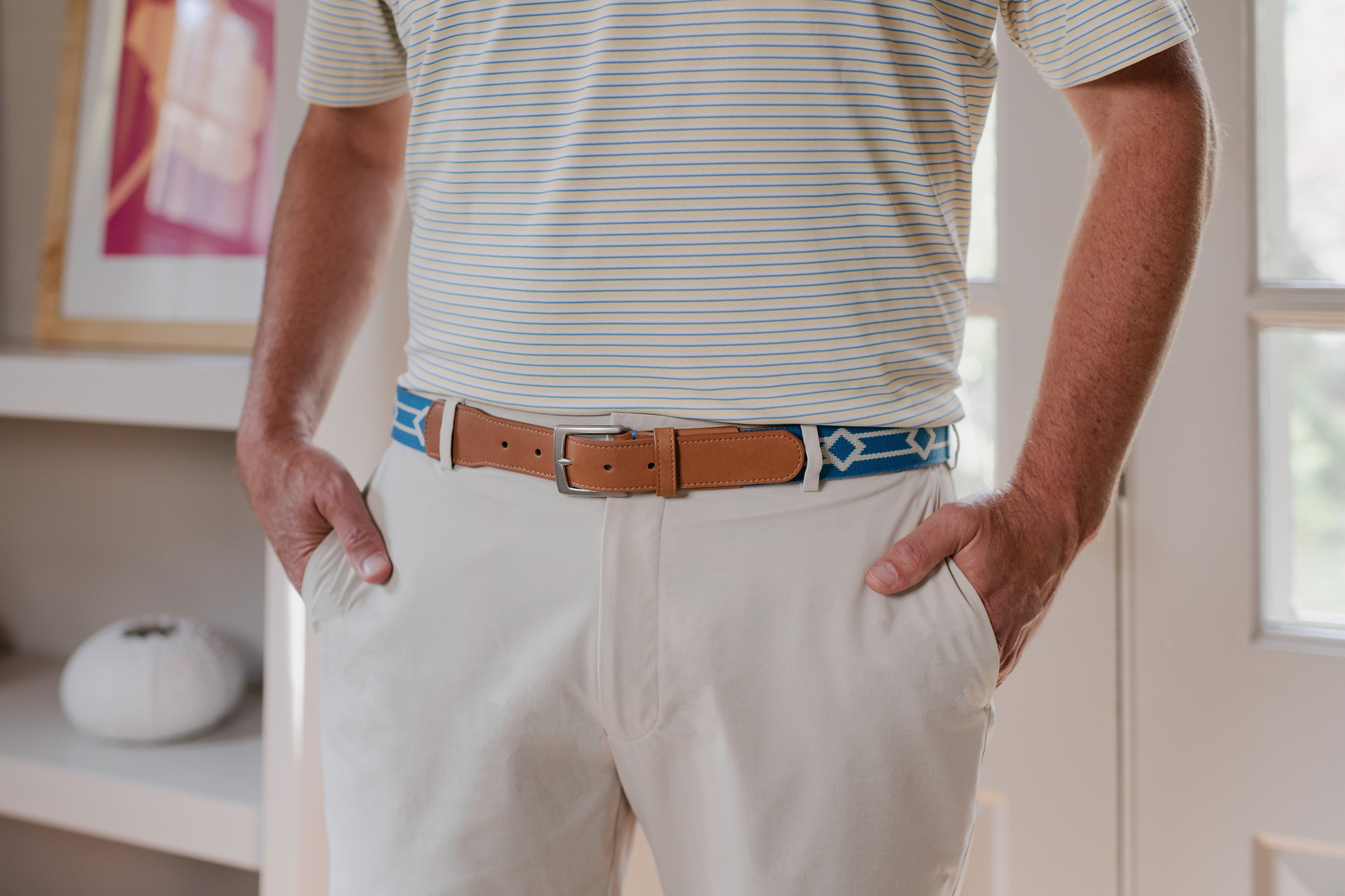 Montecito Woven Belt - Admiral Blue/Stone