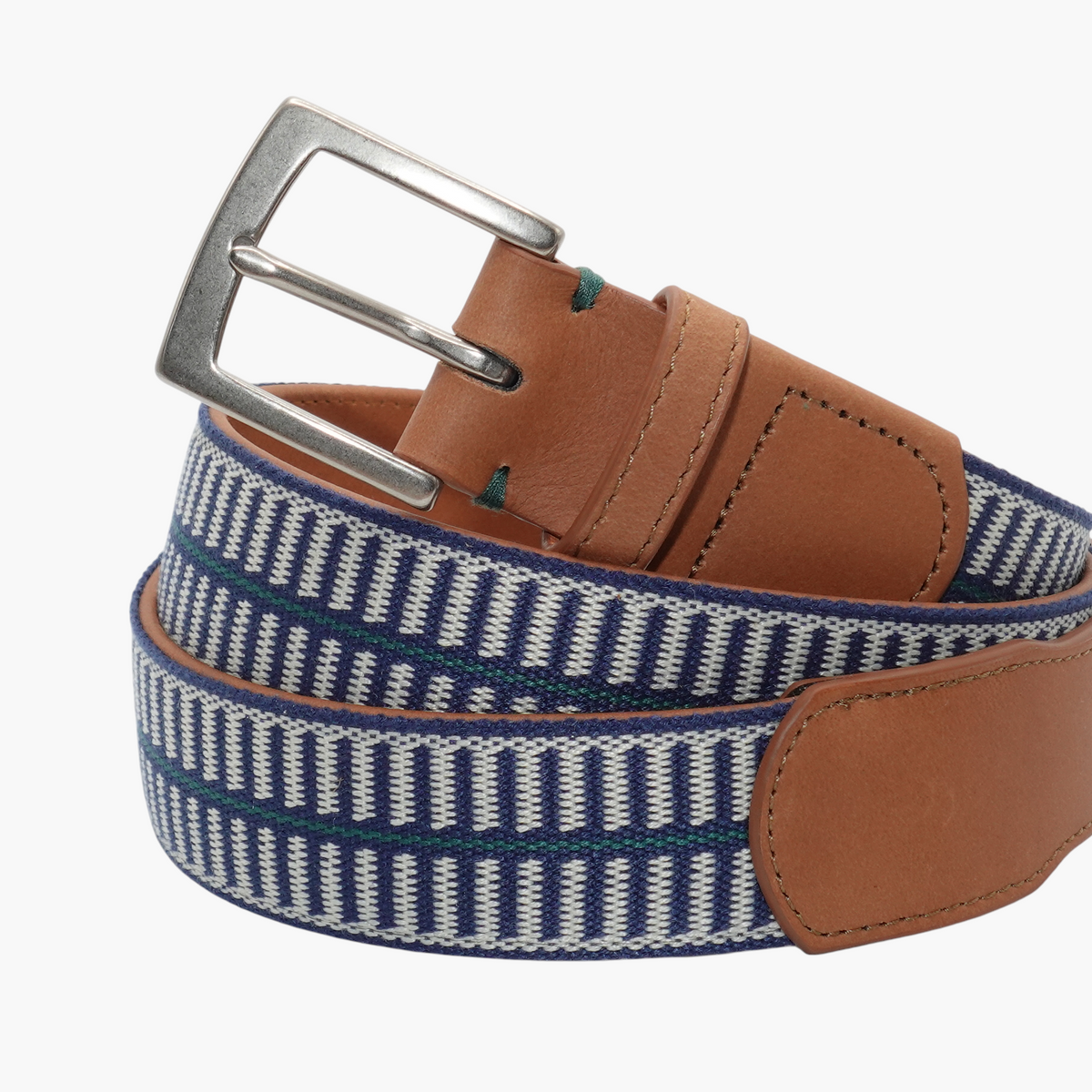 Newport Woven Belt - Stone/Navy/Hunt Green display picture 3